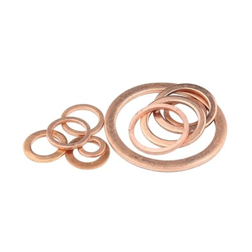 Aqxypas Kupfer-Unterlegscheibe M19 Dichtung Innendurchmesser 19 mm Dichtring Dünnes Blech T3 Rote Kupfer-Unterlegscheibe(19x27x2 (20pcs)) von Aqxypas