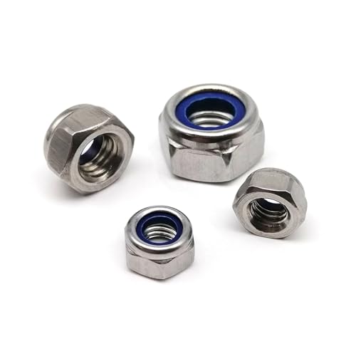 Aqxypas Linksgewinde M4 M5 M6 M8 M10 M12 M16 Edelstahl 304 A2 Rückwärtsdrehung Sechskant Nyloneinsatz selbstsichernde Mutter Nylock-Kontermutter (Size : 5pcs M12) von Aqxypas