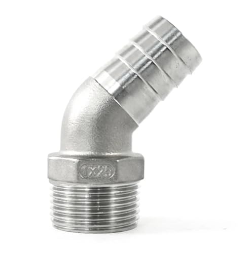 GUYTRM 1/8 "1/4" 3/8 "1/2" 3/4 "1" - 2 "BSPT Männlich 6 8 10 12 15 20-50mm Schlauch Barb 45 Grad Winkel Stecker 304 Edelstahl Rohr Fitting lingli(1l4 BSP To 8mm) von Aqxyxsw