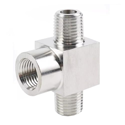 GUYTRM 1/8 "1/4" 3/8 "1/2" 3/4 "Innengewinde Außengewinde Edelstahl Drei Weg Hochdruck Rohr Fitting adapter lingli(Male-Female-Male,BSP3I8) von Aqxyxsw