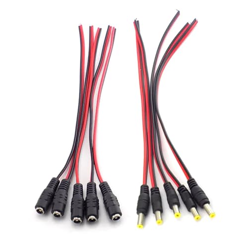 GUYTRM 10 stücke DC Weiblich Männlich Netzteil Kabel 12V 24V Draht Verbindungsstücke Jack Adapter CCTV Kamera Streifen Lichter stecker lingli(10PCS Female) von Aqxyxsw