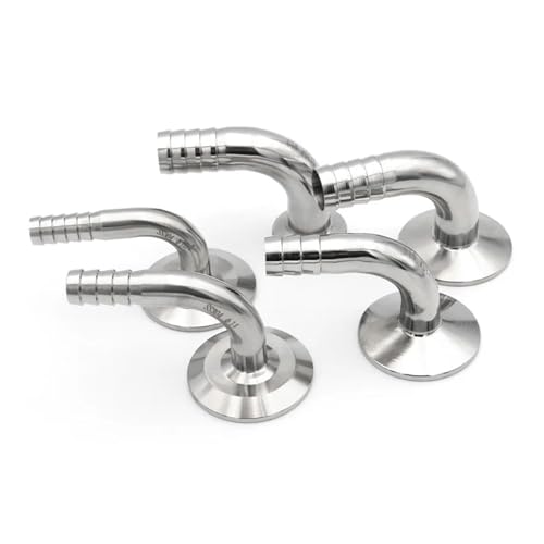 GUYTRM 12,7/16/19/25/38/51mm OD Schlauch Barb Rohr Fitting Tri Clamp 90 grad Ellenbogen Ferrule 50,5 64mm Sanitär Edelstahl 304 lingli(25mm x Ferrule 50.5) von Aqxyxsw