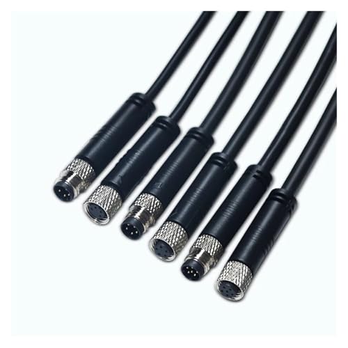 GUYTRM 2 Stücke M8 IP67 Wasserdicht 3 4 5 6 Pin Stecker Metallschraube Männlich/Weiblich Luftfahrtkabel Sensor Stromkabel Signalanschluss 20 CM lingli(2 Female,5Pin) von Aqxyxsw