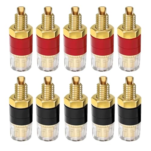GUYTRM 4 Stücke 4mm Vergoldete Lautsprecherverstärker Binding Posts Messing Terminal Stecker Transparent Shell Bananenstecker Buchse lingli(10pcs) von Aqxyxsw
