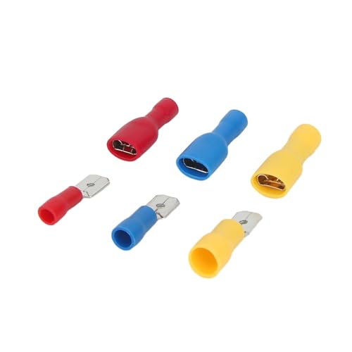 GUYTRM 50 STÜCKE 6,3mm Terminal Rot Blau Gelb Weiblich Männlich Isolierte Elektrische Crimp Terminal Anschlüsse Verdrahtung Kabel Stecker lingli(50PCS(25 Set) Yellow) von Aqxyxsw