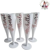 Personalisierte Weiße Flöte, Champagnerflöte, Plastikweinglas, Junggesellinnenabschiedsgläser, Hennewochenendplastikgläser, Reiseweingläser von ArCraftsLtd