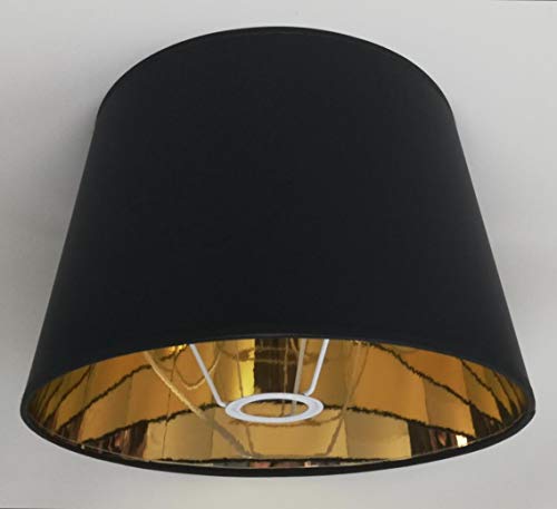 30 cm Schwarzer Stoff Lampenschirm mit Goldfutter Handgemacht für Tisch, Stehlampe von ArG Lighting