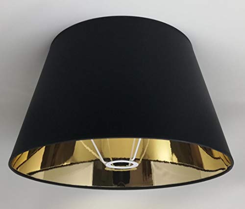 40 cm Schwarzer Stoff Lampenschirm mit Goldfutter Handgemacht für Tisch, Stehlampe von ArG Lighting