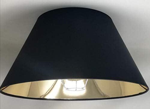 45 cm Schwarzer Lampenschirm, Stoff mit Goldfutter, Handgefertigt, für Tischlampe, Stehlampe von ArG Lighting