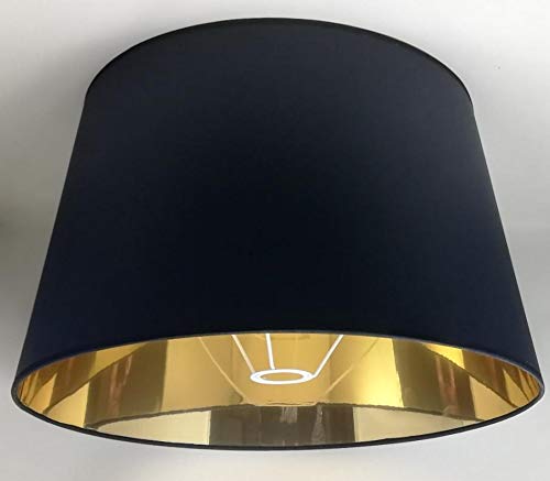 Kegelförmiger Lampenschirm, Schwarzer Stoff mit Goldenem Futter, Handgefertigtes Produkt, für Tischlampe, Stehlampe (Schwarz, 50x40x30) von ArG Lighting