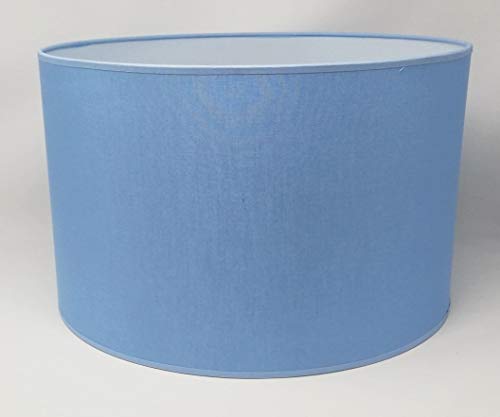 Zylinder Lampenschirm Baumwolle Stoff handgefertigt für Deckenleuchte, Tischleuchte, Stehlampe (Hellblau, 35 cm Durchmesser 23 cm Höhe) von ArG Lighting