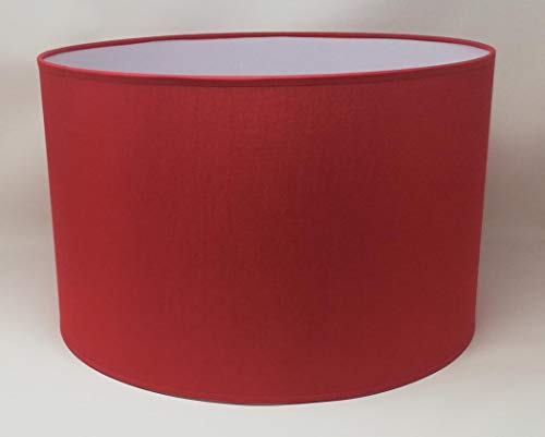 Zylinder Lampenschirm Baumwolle Stoff handgefertigt für Deckenleuchte, Tischleuchte, Stehlampe (Rot, 40 cm Durchmesser 20 cm Höhe) von ArG Lighting