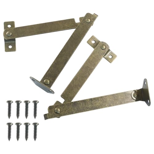 Aracombie 2 Stück Deckelstützscharnier, 180 Grad drehbare Scharniere mit Schrauben für Türen, Fenster & Aufbewahrungsboxen, Antik-Bronze von Aracombie
