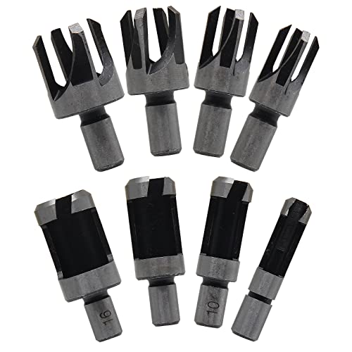 Aracombie 8 Stück Holzdübelfräser-Bits, Set Korkschneidewerkzeug, gerade und konisch, metrischer Steckschneider, Zapfenbohrer für Holzbearbeitung (4 Größen enthalten 16 mm, 13 mm, 10 mm, 6 mm) von Aracombie