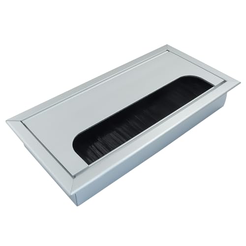 Aracombie Kabeldurchführung, 160 mm x 80 mm, rechteckige Lochabdeckung für Schreibtisch-Organizer, silberfarbene Schreibtischtülle für Computertisch von Aracombie