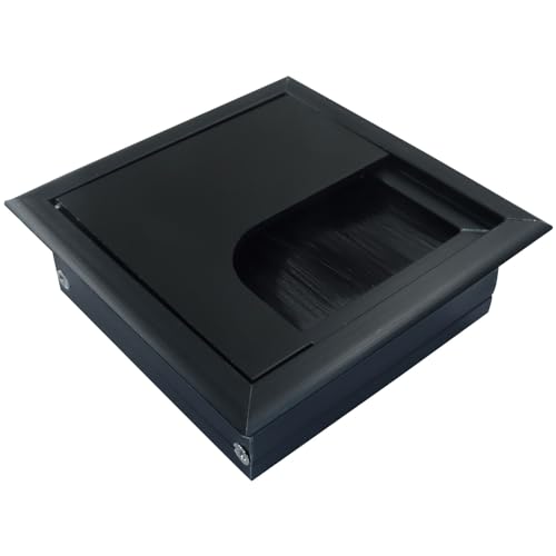 Aracombie Kabeldurchführung, 80 mm x 80 mm, quadratische Lochabdeckung für Schreibtisch-Organizer, schwarze Schreibtischtülle, Lochabdeckung für Computertisch von Aracombie