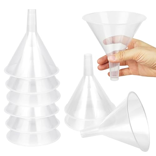 Aramanara 10 Stück 12 cm Kunststofftrichter, transparenter Kunststofftrichter mit langem Auslauf, Mehrzweck-Trichter zum Befüllen von Öl, Laborchemikalien von Aramanara