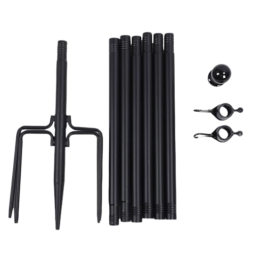 Aramox 10 Ft Verbessertes Edelstahl -Fahnenmast, Einstellbare Höhe Rotierende Ringe 5 Stecker Basis für Garten Easy Setup Wind Resist Regendof von Aramox