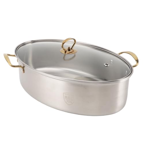 Aramox 304 Edelstahl Fisch Dampftopf Einschicht Verdickte Multi -Gebrauchs -Ovales Kochgeschirr mit Rack Keramikpfanne Chuck Stockpot von Aramox