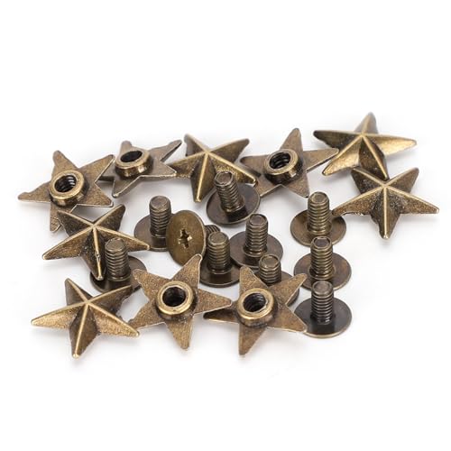 Aramox 50pcs Sternform Nietebenen mit Schrauben, Zinklegierung, Anti-, Einfache Installation, Dekorativ (Antike Messing) von Aramox