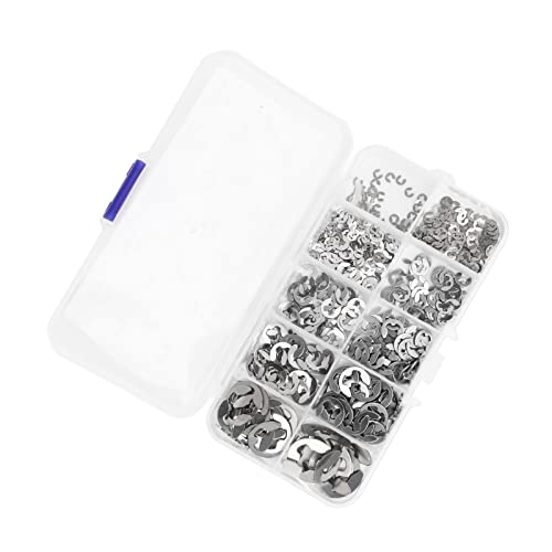 Aramox 580pcs E Circlip Waschmaschine Set - Edelstahl -Festungsfixier Bastendwaschkit Hohe Zugfestigkeit für Lager, Zahnräder, Riemenscheiben mit Aufbewahrungsbox (SILVER) von Aramox