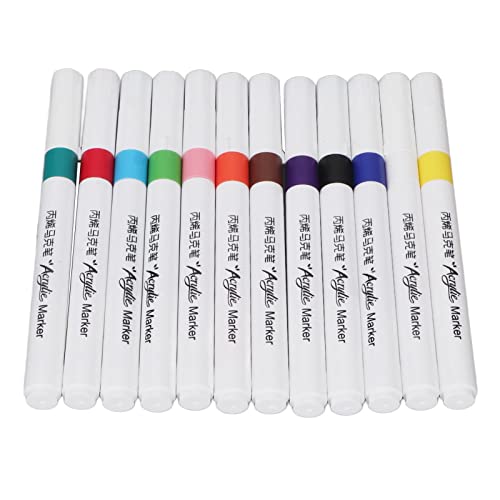 Aramox Acrylfarbenmarker, Umweltfreundliche Tinte, Glänzende und Einheitliche Tinte, Ergonomisches Design, Mühelose Farbauswahl, Breite Anwendbarkeit für Papier, Leinwand, Glas und Mehr (12 Farben) von Aramox