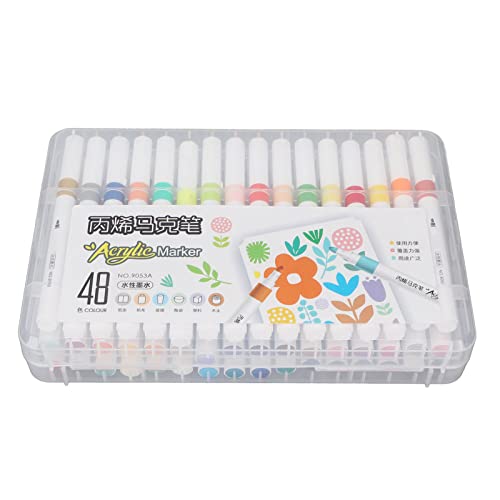 Aramox Acrylfarbenmarker, Umweltfreundliche Tinte, Glänzende und Einheitliche Tinte, Ergonomisches Design, Mühelose Farbauswahl, Breite Anwendbarkeit für Papier, Leinwand, Glas und Mehr (48 Farbe) von Aramox