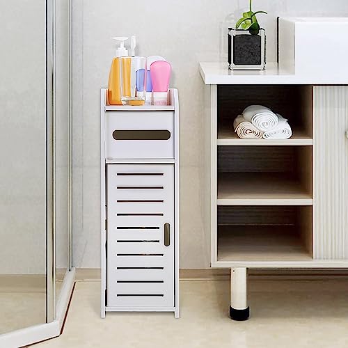 Aramox Badezimmerspeicherschrank, 6,7 X 8,66 X 19,69 Zoll, Gewebehalterdesign, Holzplastik, Einfach und Stilvoll, Multi Funktional, aus PVC -Holzplastikmaterial für Badezimmer. (kleine Größe) von Aramox