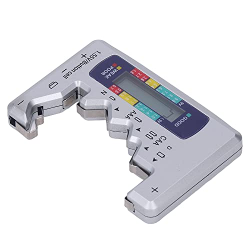 Aramox Digitaler Batterie -Tester LCD -Bildschirmschaltfläche Batterie Prüfer für 1,5 V 9 V Messung (SILVER) von Aramox