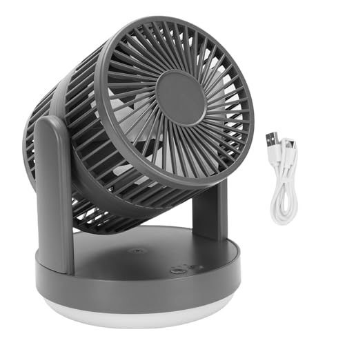 Aramox Doppelter Seitentischlüfter mit Nachtlicht, Oszillierendem ABS -Materialventilator Verstellbarer Geschwindigkeiten für Schlafzimmer, 5.75x5.75x7.28inch (dunkelgrau) von Aramox