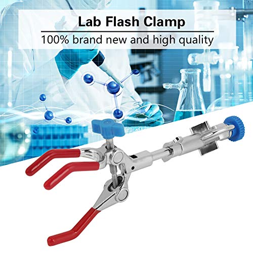 Aramox Einstellbare Kolbenklemme mit Drei Zinken-Labor-Testrohrhalter für Laborgebrauch, Leicht auf Dem Schreibtisch, Stabiles Metalldesign, Kratzfreier Schutz Reparieren von Aramox