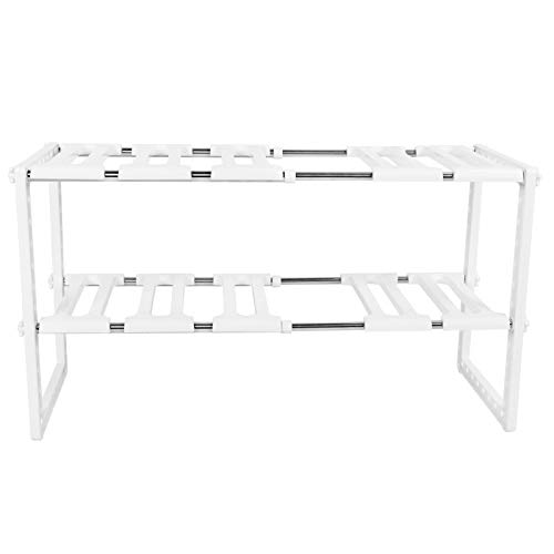 Aramox Einstellbare und Vielseitige Sink-Rack-Regal, Speicher mit Doppelschicht, Multifunktionaler Gebrauch, Einziehbares Design, Schnelle Installation für Küchenbadorganisator Halter Teleskopie von Aramox