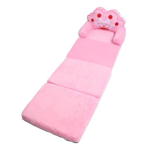 Aramox Faltbares Kleinkind -Armlehnen -Stuhlbett Prinzessin Tiara Design Floor Kissensofa, Geeignet für Kinderspiele, Pink (Falten in Vierteln) von Aramox