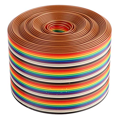 Aramox Flachbandkabel, Farbe 1,27 mm Pitchkabel 40P Flaches Regenbogenbandkabel, Linienbreite 5,08 cm(3 meter) von Aramox