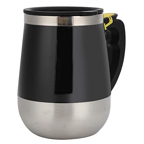 Aramox Kaffee-Rührbecher, USB-Aufladung, Edelstahl, Elektrisch, Magnetisch, Wasserbecher, Milchkaffee, Selbstrührender Rührbecher (400 ml schwarz (wiederaufladbare Version)) von Aramox