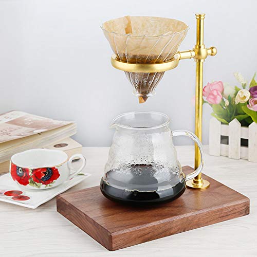 Aramox Kaffeefilterhalter Kaffee Tropfständer Kaffeefilter Rack Verstellbares Messingholz -Kaffeemaschine Accessoire mit Abnehmbarem Rack für Home Bar Cafe von Aramox