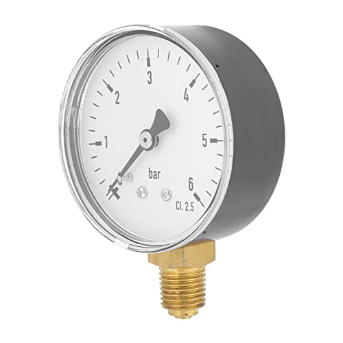 Aramox Metallhydraulik-Manometer, Seitlich Montiertes Manometer, Klare Zahlenmarkierungen, 0-6 Bar, NPT-Fadenverbindung, Industrieller und Persönlicher Gebrauch, für Hydraulikdruckanzeige mit Aramox Metallhydraulik-Manometer, Seitlich Montiertes Manometer, Klare Zahlenmarkierungen, 0-6 Bar, NPT-Fadenverbindung, Industrieller und Persönlicher Gebrauch, für Hydraulikdruckanzeige mit von Aramox