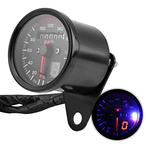 Aramox Motorrad-Tachometermesser Digitaler Kilometermesser mit Klarem LED-Nachtlicht Multifunktionales Display 6-Line-Instrumentenlicht Universal Passform für die Meisten Motorräder (BLACK) von Aramox