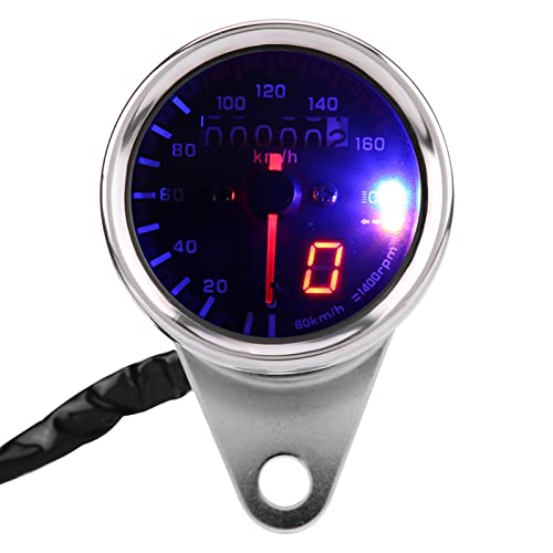 Aramox Motorrad-Tachometermesser Digitaler Kilometermesser mit Klarem LED-Nachtlicht Multifunktionales Display 6-Line-Instrumentenlicht Universal Passform für die Meisten Motorräder (SILVER) von Aramox