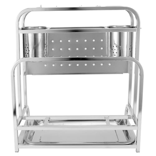 Aramox Multifunktionaler, Robuster Edelstahl, Belüftetes Design Küchenlagerregal Organizer Regal für Zuhause mit 5-Slot-Messerbrett und Haken, Lebensmittelpolster, Essstäbchenhalter, Wasser, Wasser Aramox Multifunktionaler, Robuster Edelstahl, Belüftetes Design Küchenlagerregal Organizer Regal für Zuhause mit 5-Slot-Messerbrett und Haken, Lebensmittelpolster, Essstäbchenhalter, Wasser, Wasser von Aramox