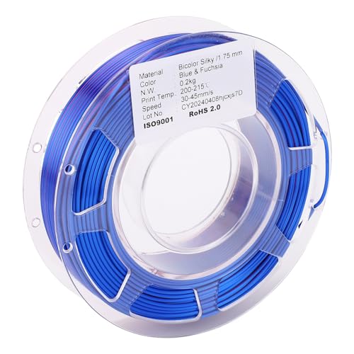 Aramox PLA -Filament Dual Color Blau und Purpurrot 1,75 Mm 200 G Seidenfilament für 3D -Drucker, Glänzendes Aussehen, Breiter Temperaturbereich für FDM 3D Drucker von Aramox