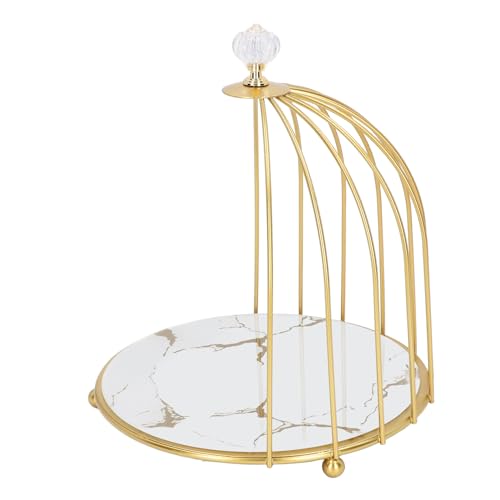 Aramox Vielseitiger Arbeitsplatte Organizer Display Regal für Kosmetik -Heimdekoration, Badezimmer (Weißes Basis -Goldmuster) von Aramox
