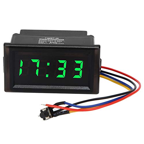 Digitaluhr für Auto, DC4.5-30V Wasserdichtes staubdichtes staibdichtes Auto elektronische Uhr LED Digitalanzeige(Grün) von Aramox