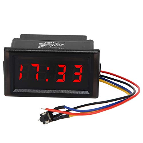 Digitaluhr für Auto, DC4.5-30V Wasserdichtes staubdichtes Auto Auto elektronische Uhr LED Digitalanzeige(rot) von Aramox