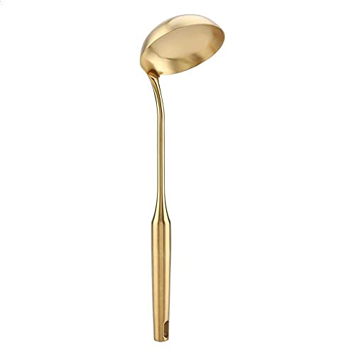 Edelstahl Spatel Löffel, Edelstahl Schöpflöffel Löffel Küche Turner, große Suppenkelle Nützliche Küche Turner Kochwerkzeug Utensil Tool(Soup Ladle-Gold) von Aramox