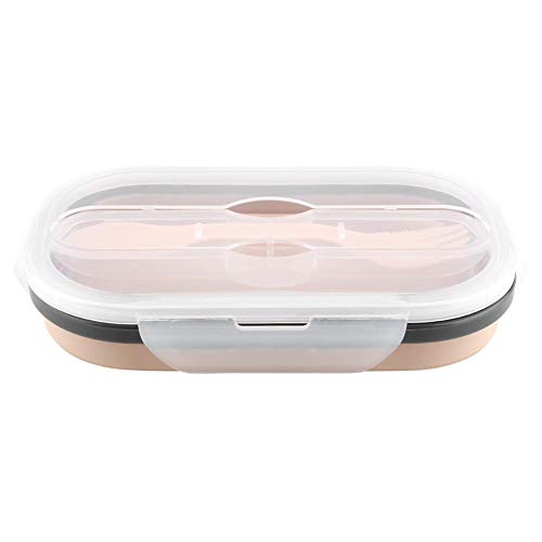 Faltbare Lunchbox Lebensmittelqualität Silikon Frischhaltedosen Aufbewahrungsboxen mit Rechteck Form für Küche(Apricot) von Aramox