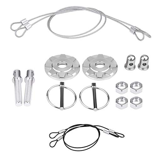 Hauben-Anstecknadel, Auto-Haubenstiftschloss Aluminiumlegierung Car Racing Hood Pin Lock Aussehen Kit Universal(Silver) von Aramox