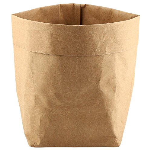 Aramox Kraftpapier Topf Behälter, Faltbare multifunktionale Aufbewahrungstasche für Garten/Home Container Blumentopf (braun)(25 * 25 * 40) von Aramox