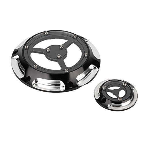 Motorrad-Timer-Abdeckung, Aluminium-Motorrad-Derby-Abdeckung Timing-Timer-Abdeckungen Set für XL XR 883 1200(Schwarz und Silber) von Aramox