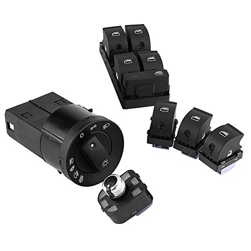 Scheinwerfer-Spiegelschalter, 6pcs Elektrischer Fensterschalter Auto Scheinwerfer Spiegel Fenster Master Control Switch Kit für B6 B7 2002-2008 Scheinwerfer-Spiegelschalter, 6pcs Elektrischer Fensterschalter Auto Scheinwerfer Spiegel Fenster Master Control Switch Kit für B6 B7 2002-2008 von Aramox